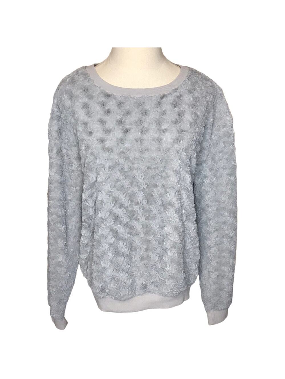 Eyelash Couture Size Large Gray Swirled Fuzzy Sweatshirt Sweater